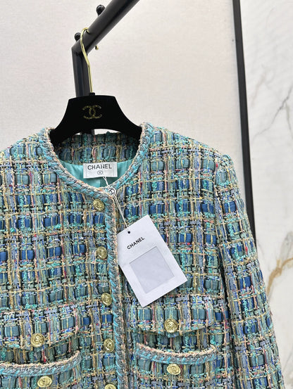 C 25 New fall/winter peacock blue woven jacket
