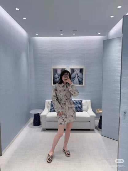 d 25 new fresh and light ink print denim short jacket