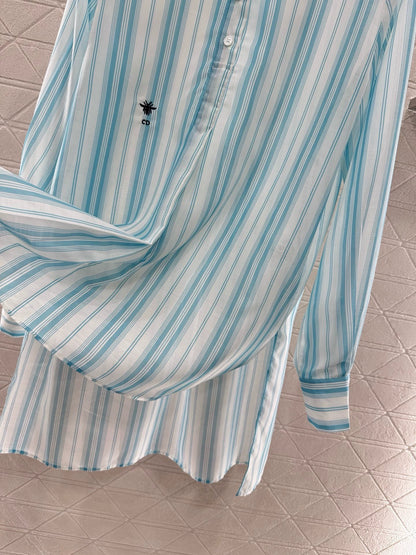D 25 New Products Striped Embroidered Shirt with Collar