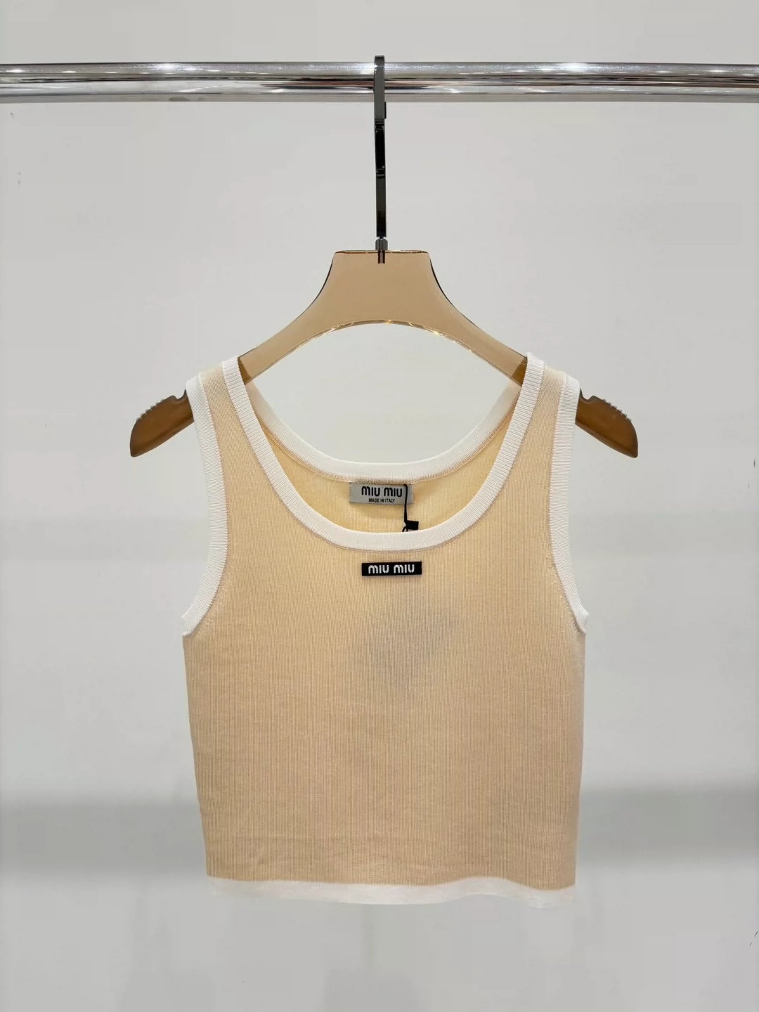 M 25 Summer new round neck letter logo patch edging contrast color simple casual knitted vest