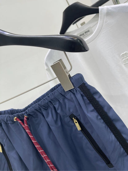 M 25 Navy blue red string sun protection casual shorts