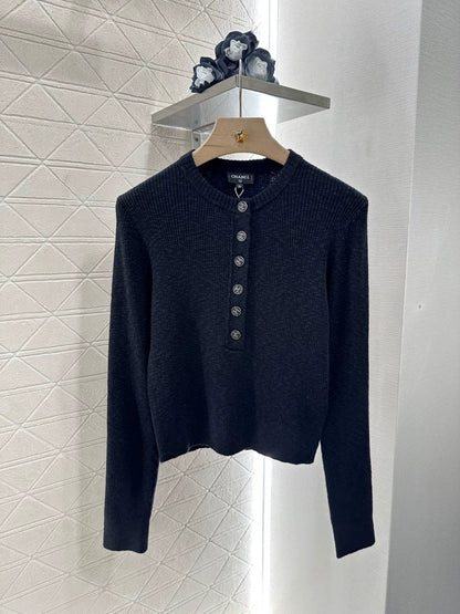 c 25 New Half Placket Knit Long Sleeve Cardigan(WHITE BLACK)