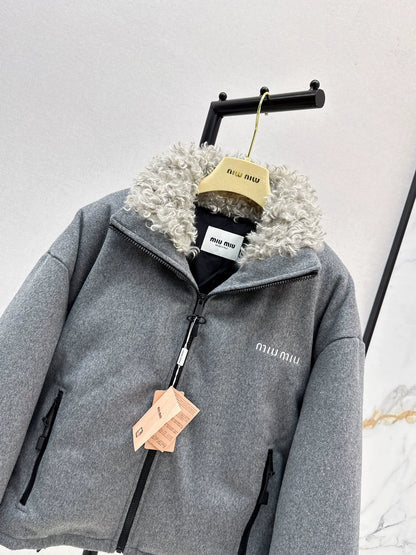 Mi 25 Lamb wool short standing collar down jacket