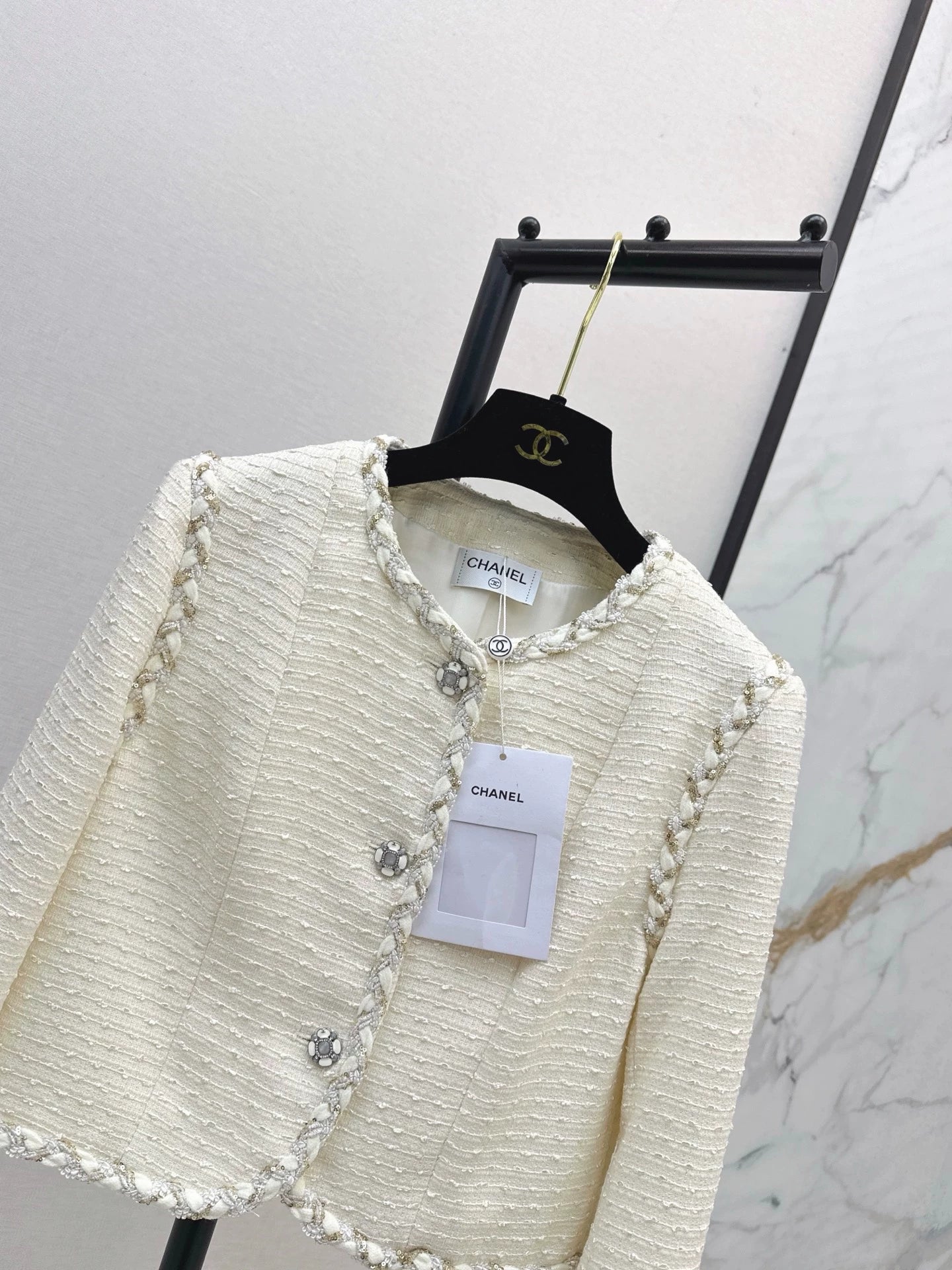 C 25 Braided trim short coat(PINK/WHITE)