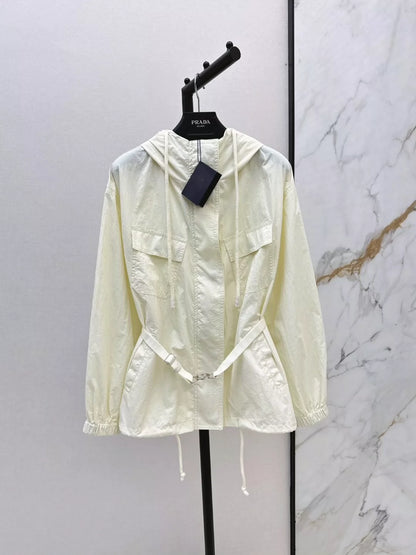 P 25 Spring/Summer New Trench Coat Hooded Belt Trench Coat + Half Skirt Set