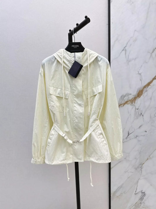 P 25 Spring/Summer New Trench Coat Hooded Belt Trench Coat + Half Skirt Set