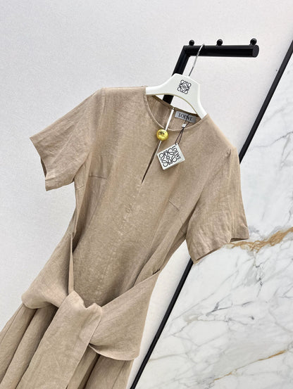 Lo 25Ss Spring/Summer French-inspired short-sleeved linen dress