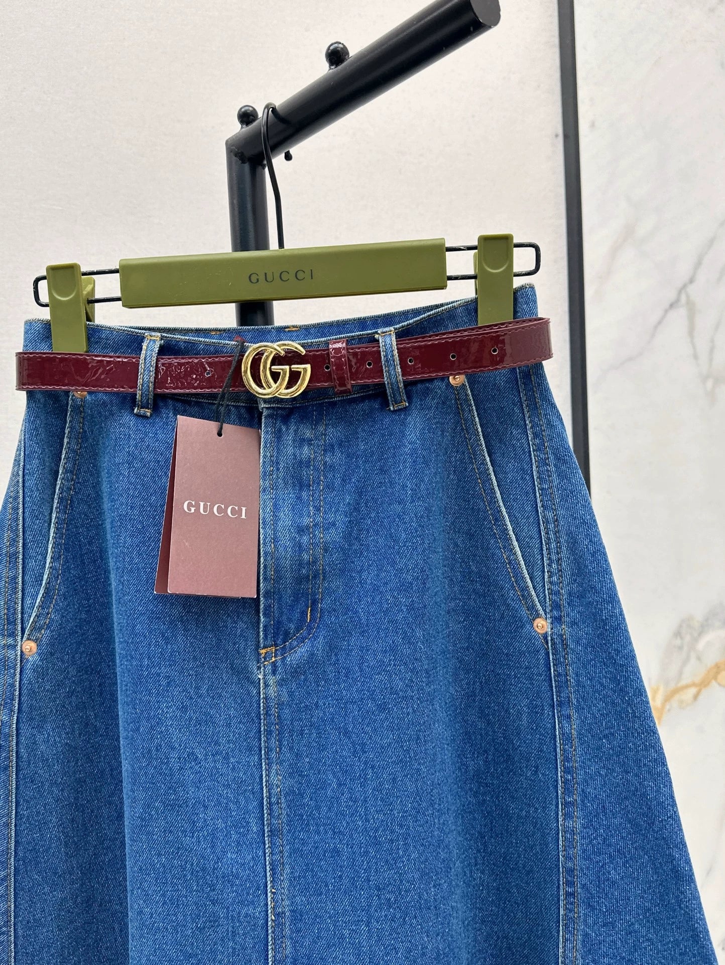 G 25 new denim skirt with letter belt