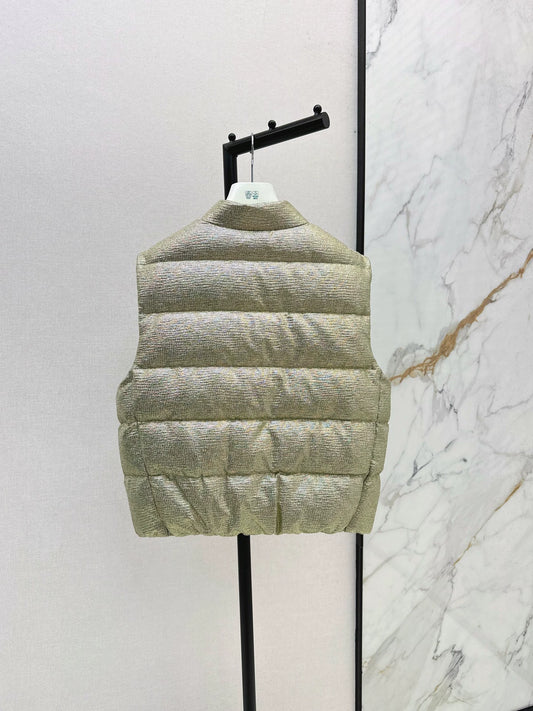 MON 25fw Silver stand collar down vest