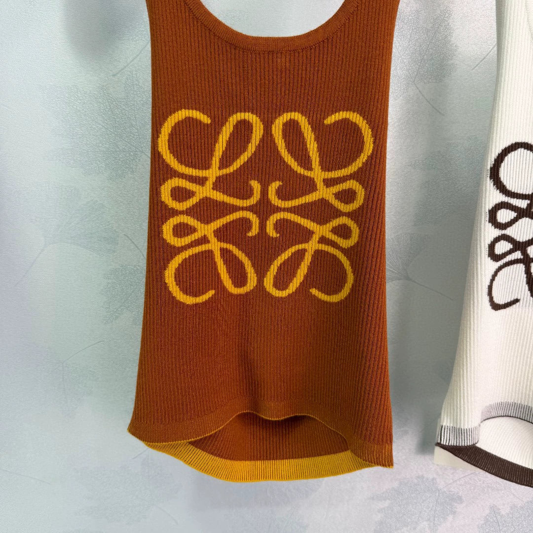 25 Summer new letter jacquard halter neck backless vest