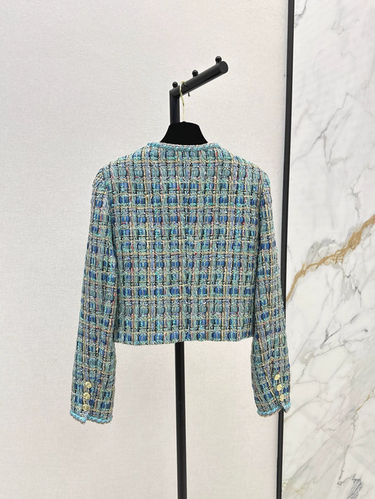 C 25 New fall/winter peacock blue woven jacket