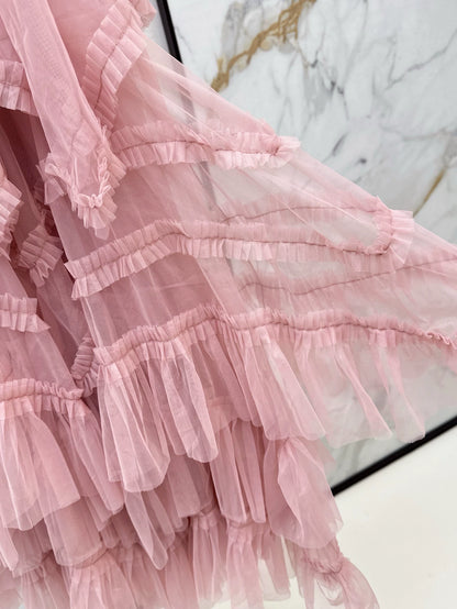 C 25 Spring/Summer New Irregular Hem Mesh Half Skirt(pink,black,white)