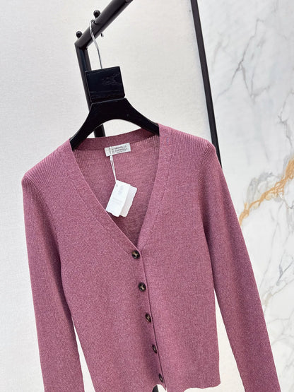 BRU 25Ss Autumn/Winter New Elegant Half-Turtleneck V-Neck Cardigan