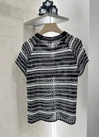 C 25 New Cubic Flower Letter Knit Short Sleeve