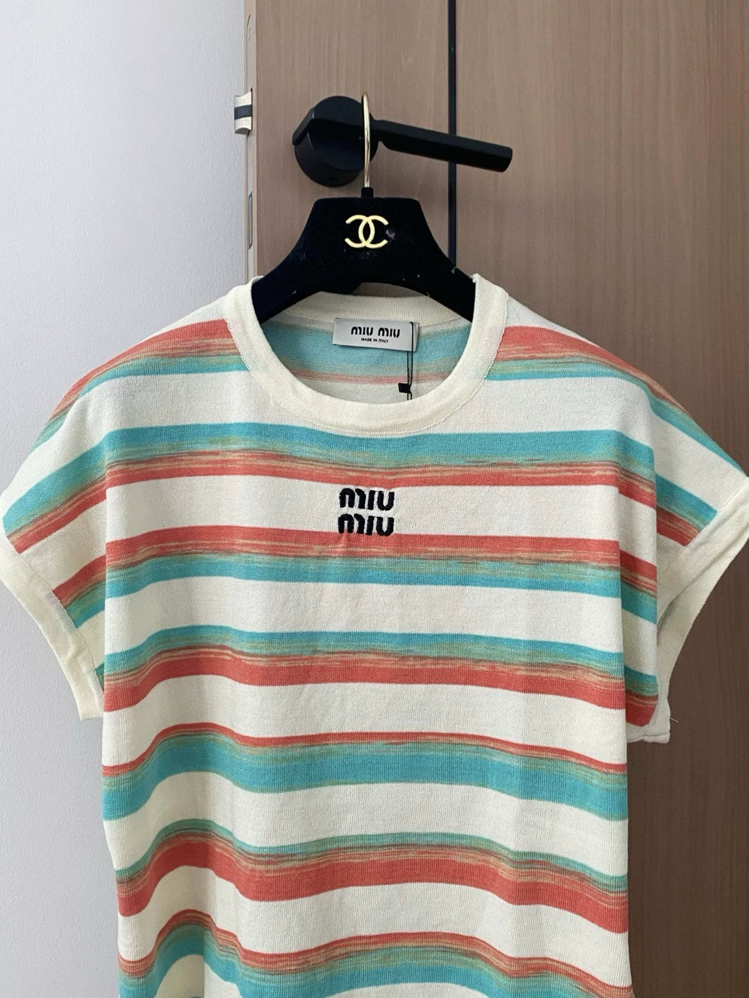 M 25 New Gradient Colorful Stripe Knit Tank Top