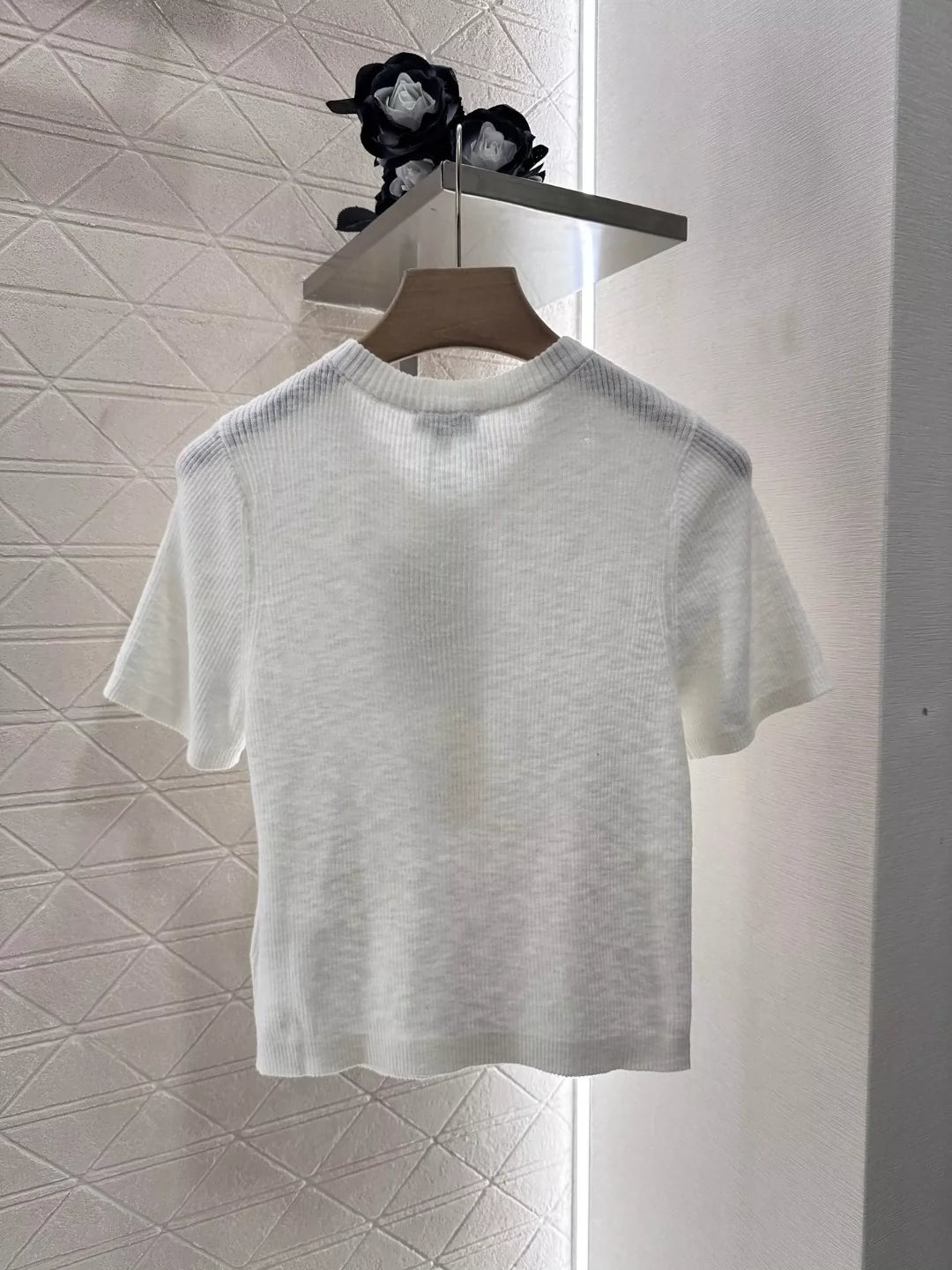 C 25 spring and summer new Flying Swallow logo buttons knitted short sleeve