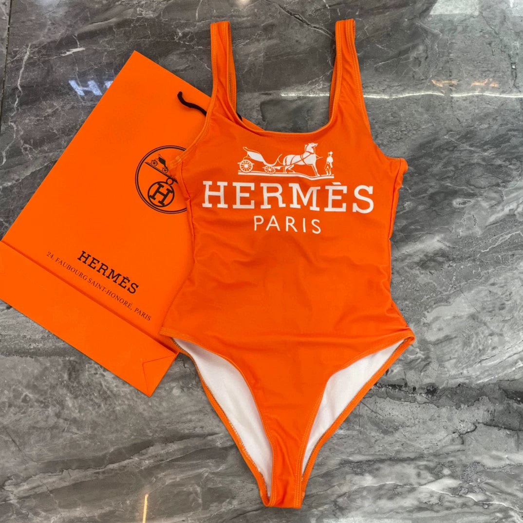 H 25 New Orange One-piece Swimsuit