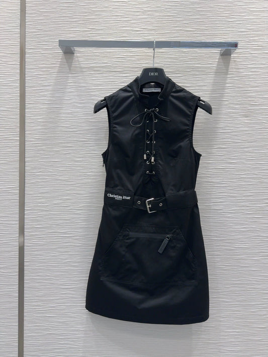 D 25 new embroidery letters collar sleeveless dress