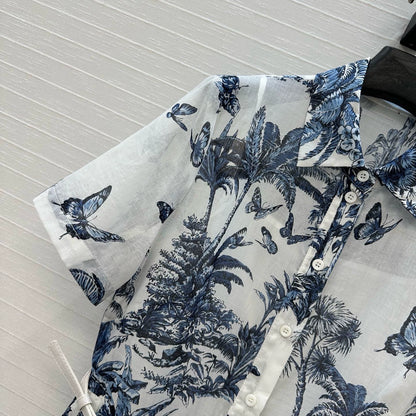 D 25 Spring/Summer New Printed Petticoat Neck Short Sleeve Dresses