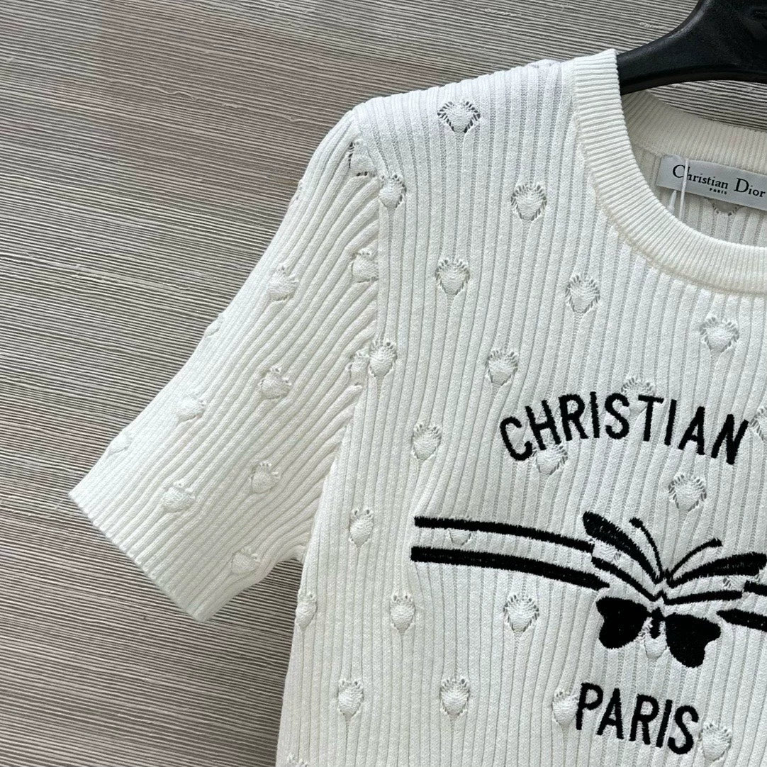 D 25 Early Spring Resort New Embroidered Knit Short Sleeve