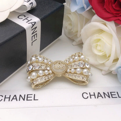 25 Summer new pearl diamond bow brooch