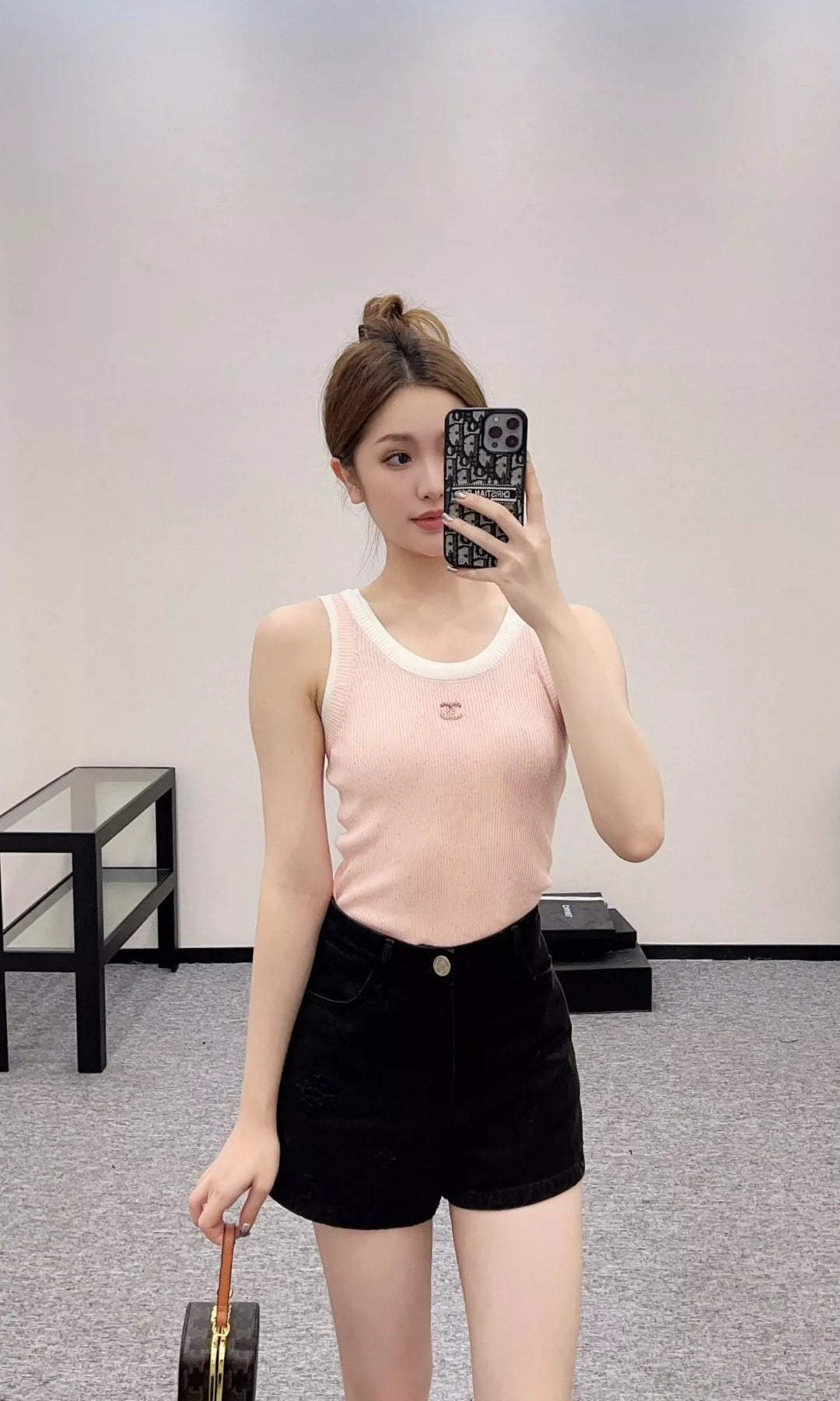 C 25 spring and summer new fake two-piece knitted undershirt