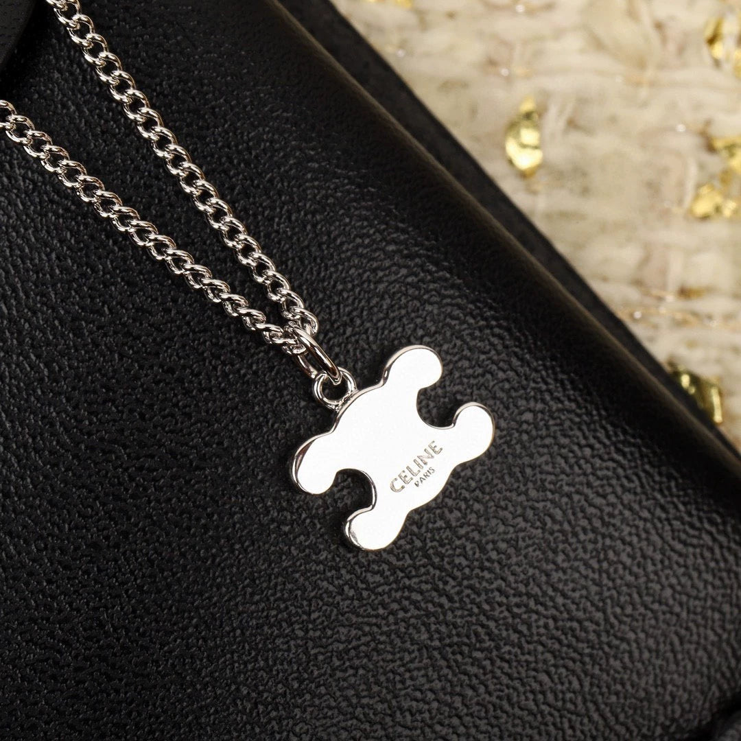 CE 25 Gold necklace with full diamond logo and Arc de Triomphe logo