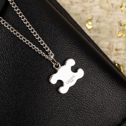 CE 25 Gold necklace with full diamond logo and Arc de Triomphe logo