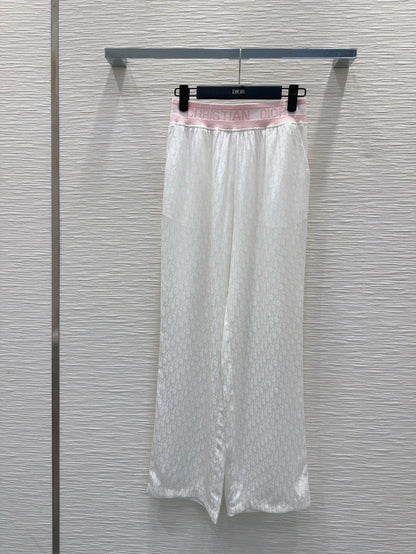 D 25 New Dark Flower Letter Ribbon Casual Trousers