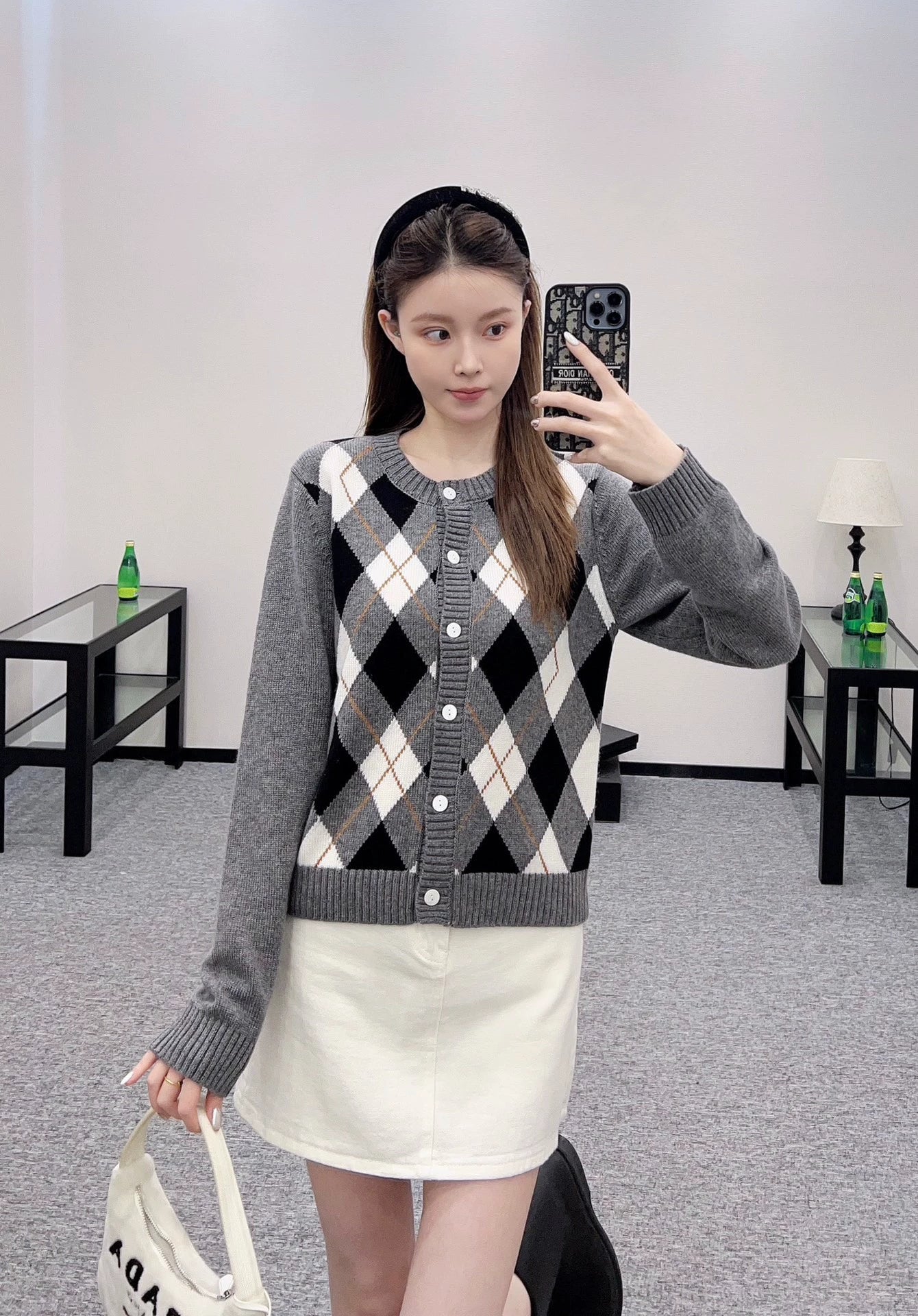 P 25 Diamond Knit Cardigan