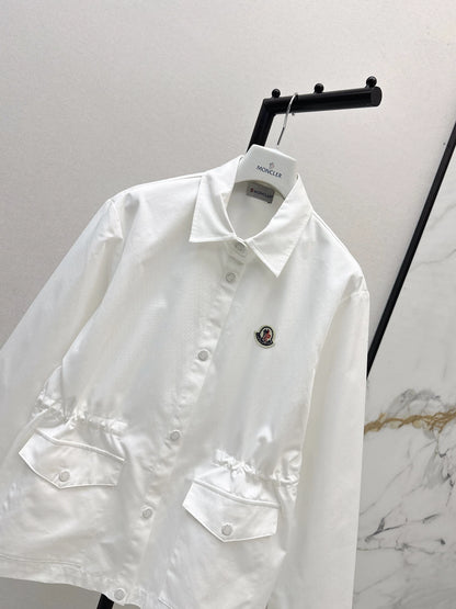 Mon 25fw New style drawstring waist mid-length trench coat