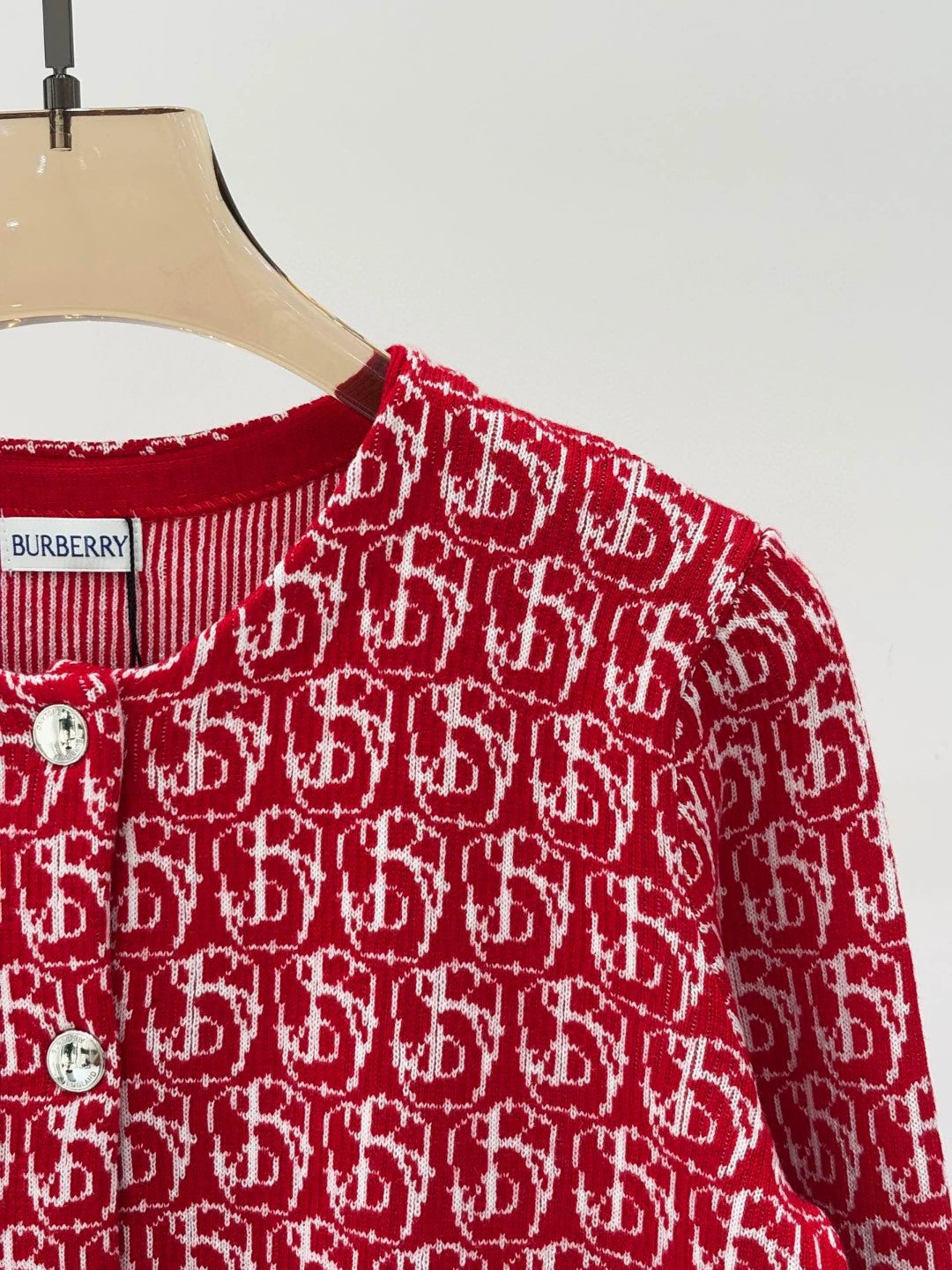 Bu 25 early spring new round neck letter logo jacquard full print knit cardigan