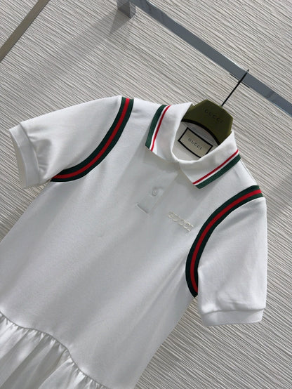G 25 New Clashing Stripes Lapel Short Sleeve Casual Dresses