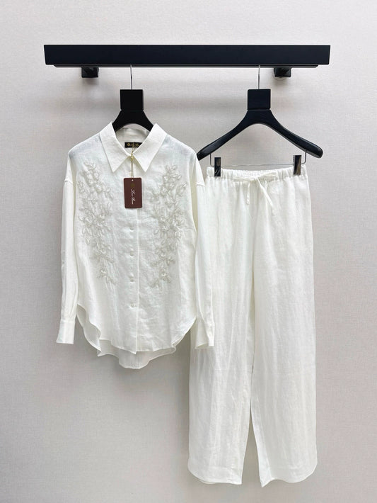 LOR 25 Spring/Summer New Summer Suit Cubic Beaded Shirt + Straight Pants