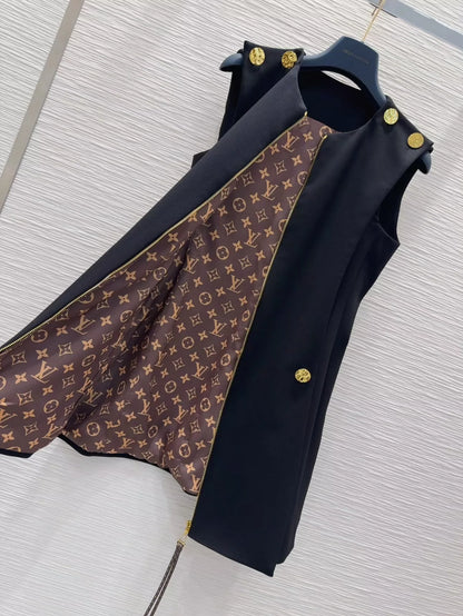 L 25 New Button Zipper Sleeveless Dresses