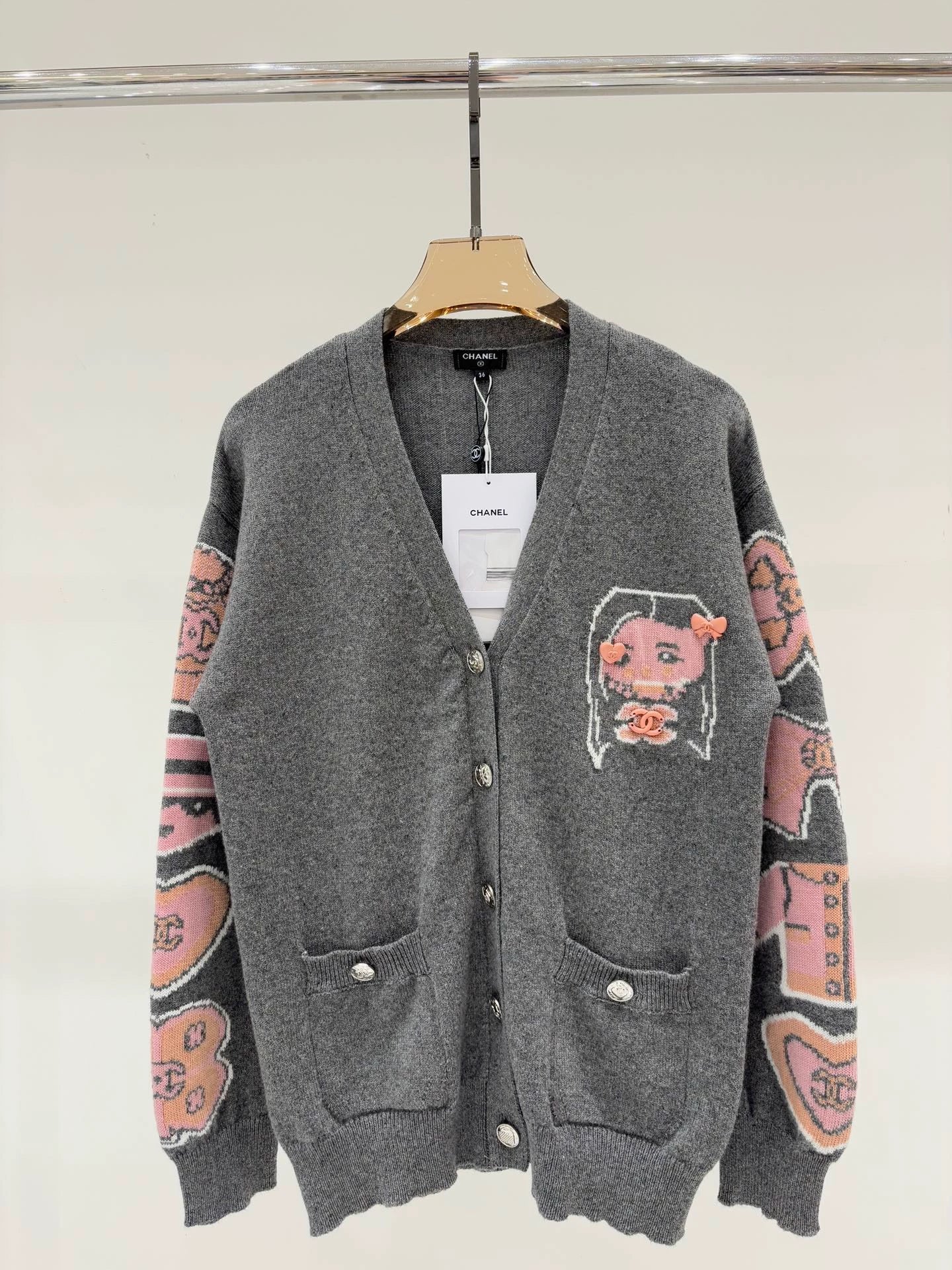 C 25 Spring/Summer New Style Girls Logo Casual Knit Cardigan