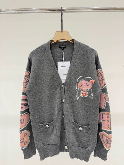 C 25 Spring/Summer New Style Girls Logo Casual Knit Cardigan
