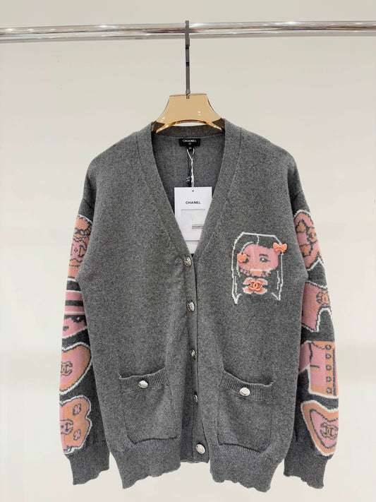 C 25 Spring/Summer New Style Girls Logo Casual Knit Cardigan