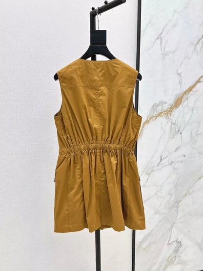 CHL 25 Spring and Summer New Temperament Workwear Pocket Vest Dresses