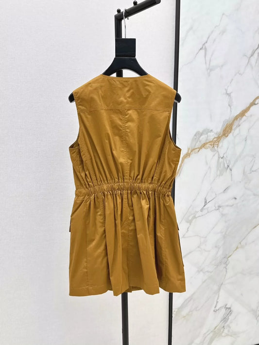 CHL 25 Spring and Summer New Temperament Workwear Pocket Vest Dresses