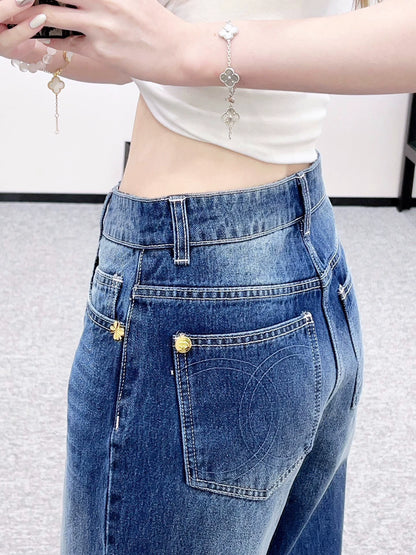 C 25 High-Rise Bleached Crinkle Jeans.