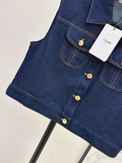 CE 25 Spring/Summer New Double Pocket Denim Vest Jacket