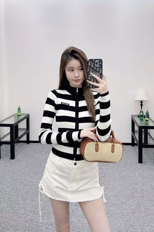 M 25 Striped knitted long-sleeved cardigan