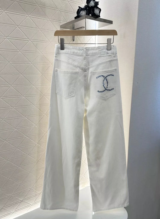 C 25 summer new sequins letters straight jeans