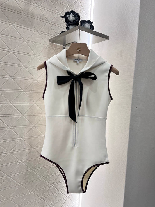C 25 New Hooded Zipper One-piece Tankini Swimsuit