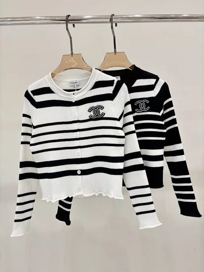 C 25 Spring and Summer New Round Neck Letter Logo Knitted Cardigan