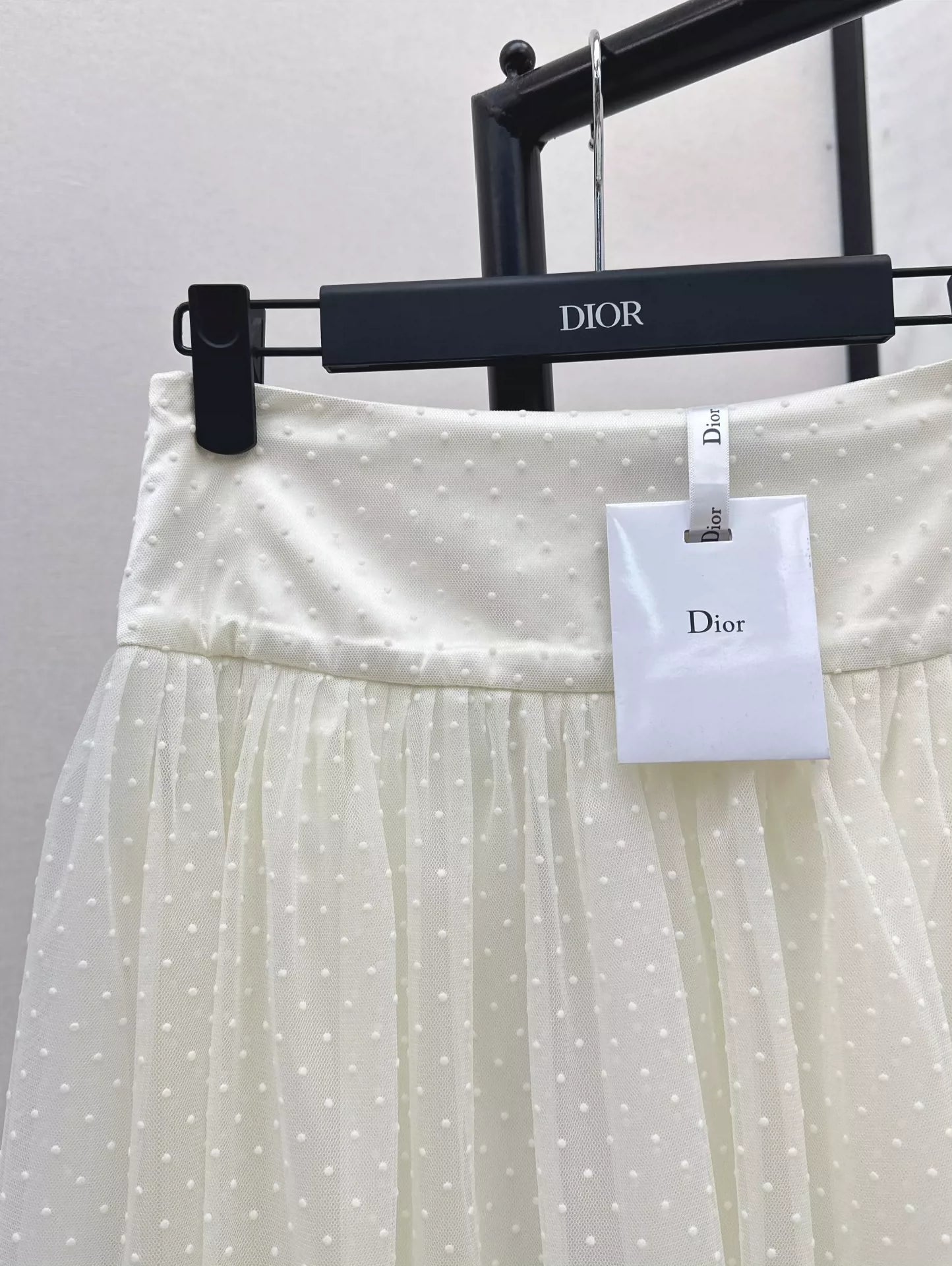 D 25 Spring/Summer New Flocking Polka Dot Net Yarn Pleated Half Skirt