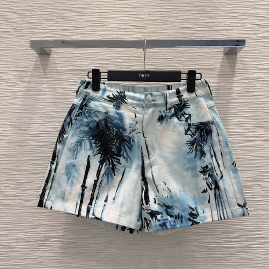 D 25 New Ink Painting Print Shorts