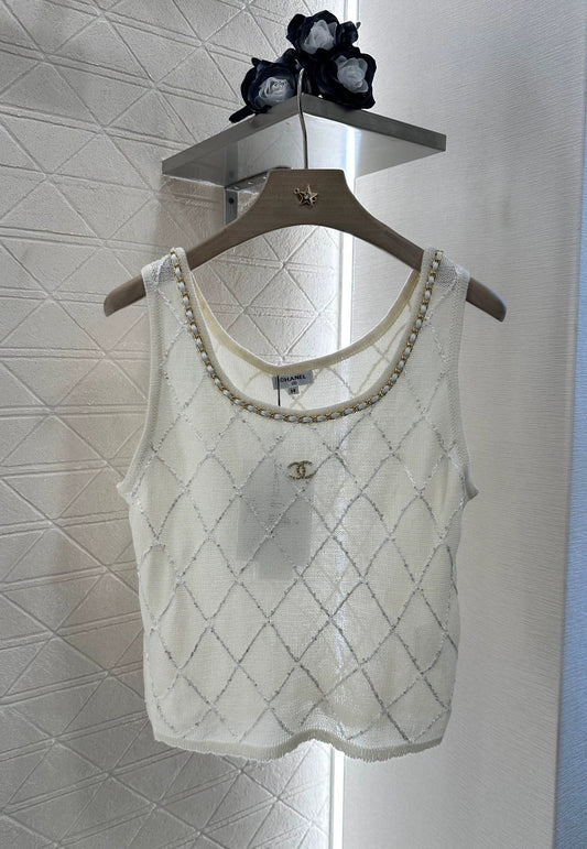 2025 Summer New Arrival Diamond Chain Knitted Vest
