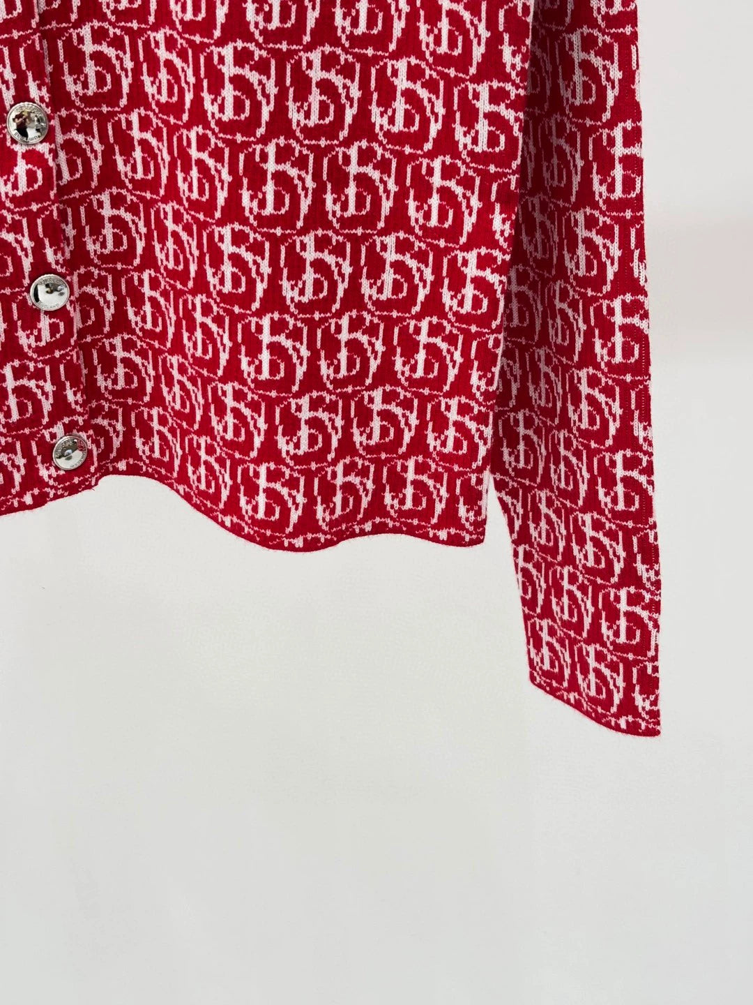 Bu 25 early spring new round neck letter logo jacquard full print knit cardigan